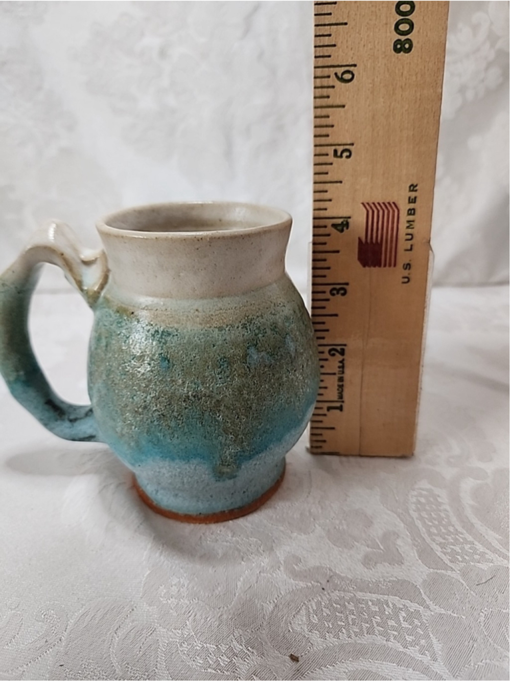 Studio Pottery Mug Turquoise Hand Thrown Signed 4 Inch Arizona - Picture 13 of 15